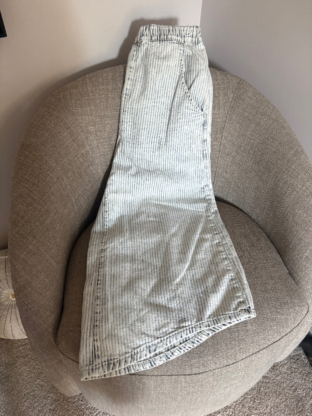 Free people acid wash railroad stripe bellbottoms